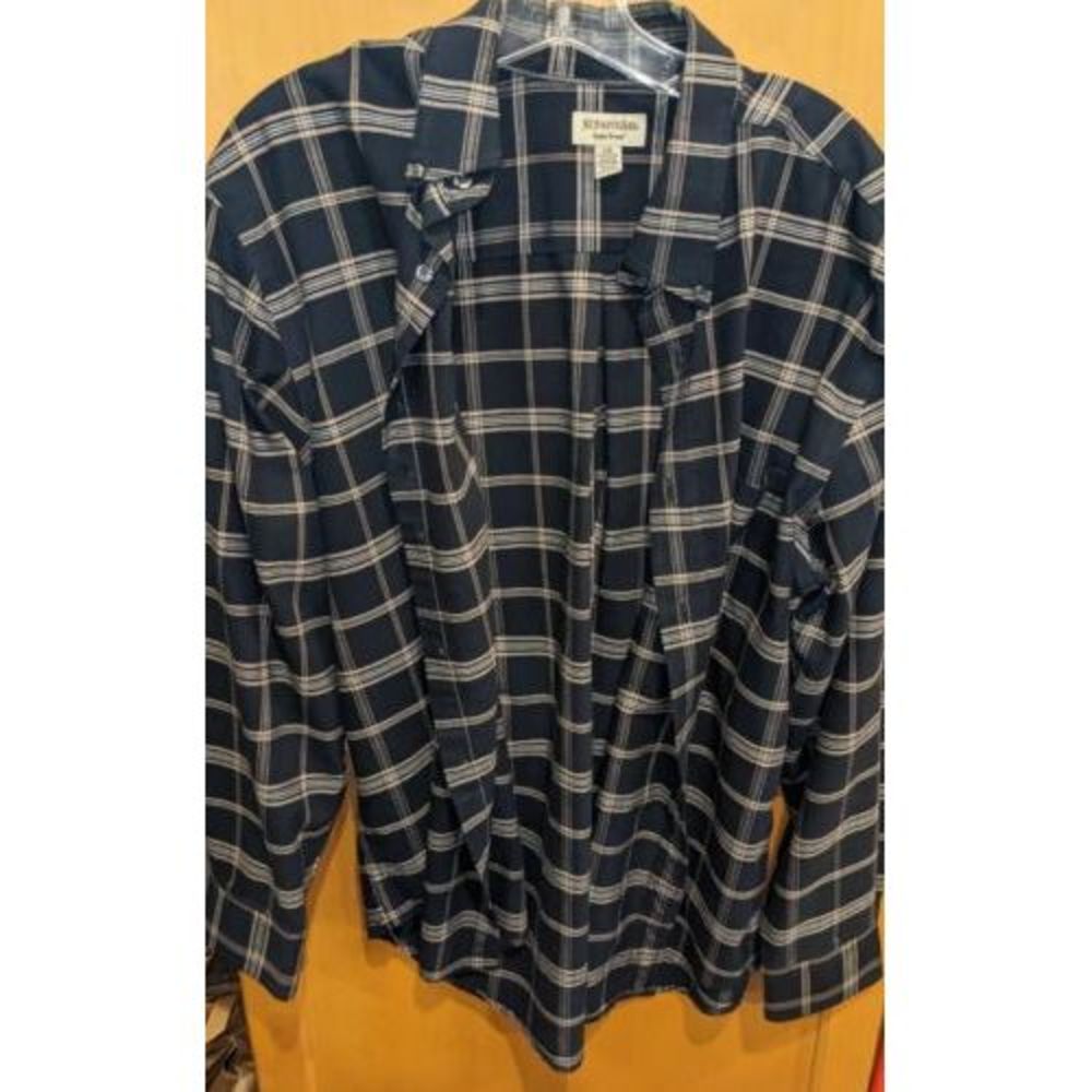 St. Johns Bay ‎ Shirt Adult Large Blue Plaid Button Up Long Sleeve Mens *